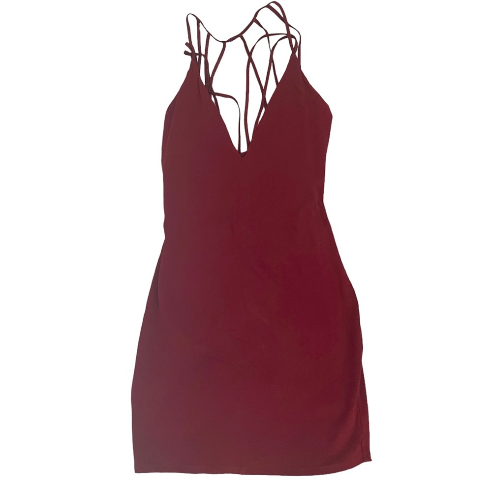 Express Maroon Dark Red Strappy Bodycon Mini Dress Size XS